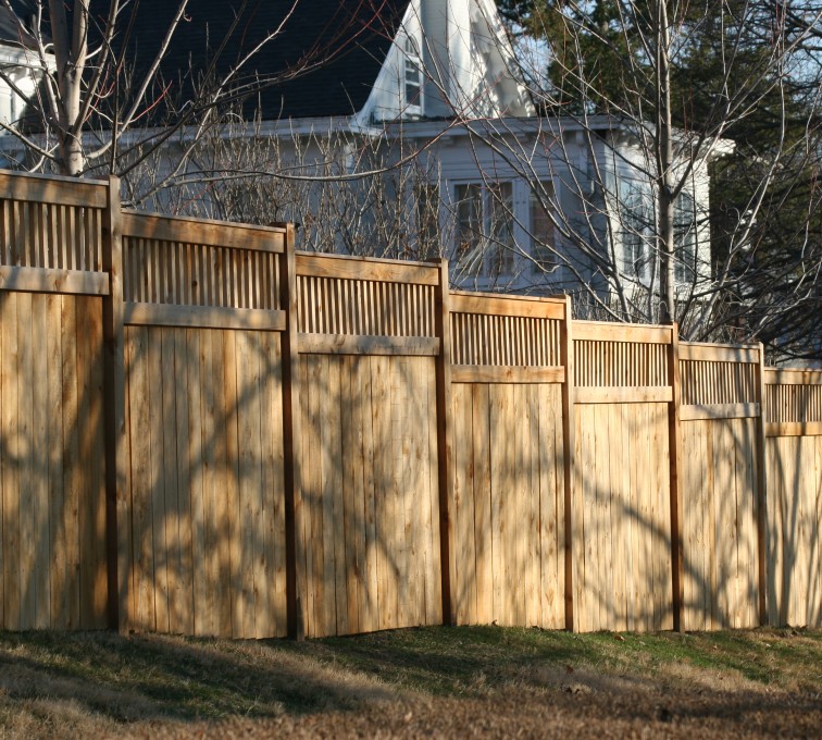 AFC Ames - Wood Fencing, 1057 Custom Solid with Accent Top
