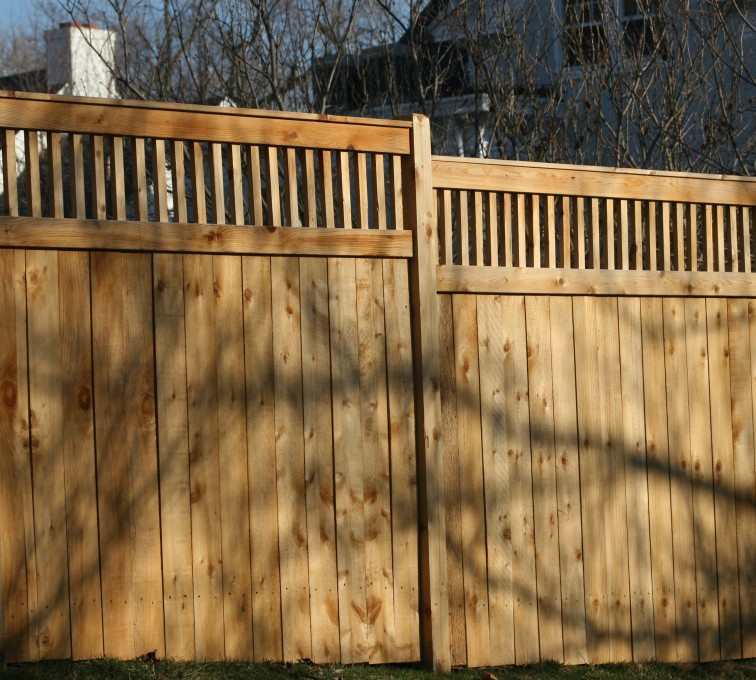 AFC Ames - Wood Fencing, 1058 Custom Solid with Accent Top