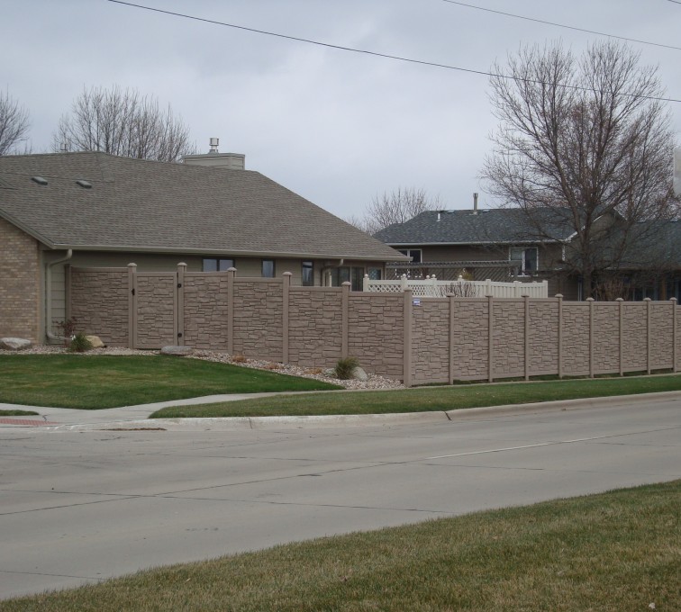 AFC Ames - Vinyl Fencing, Solid Privacy Stone Accent